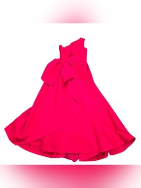 Monique Lhuillier red gown One Strap Mermaid Size 14 Dress In Red